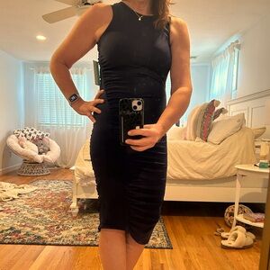 Hylete Blue Ruched Sleeveless Dress